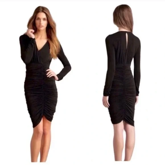 BCBGMaxazria Dalton Black ruched slinky jersey dress BCBGMaxazria Dalton Black ruched slinky jersey dress